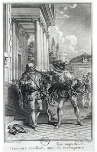 Harci jelenet, Pierre Corneille (1606-84) "Le Cid" (1637) című művének illusztrációja, metszette Noel Le Mire (1724-1800) 1762-ben.